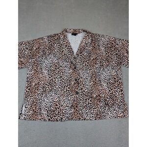 ASOS Design Curve Shirt Womens 18 Leopard Print Short Sleeve Button‎ Front Plus